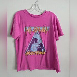 DEF LEPPARD Hysteria '87  Pink Short Sleeve Tee Shirt Sz M